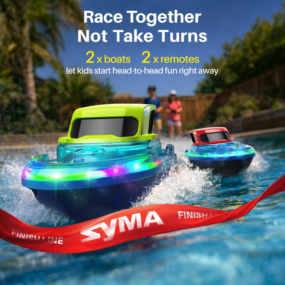 SYMA LED light modes illuminate dusk water play