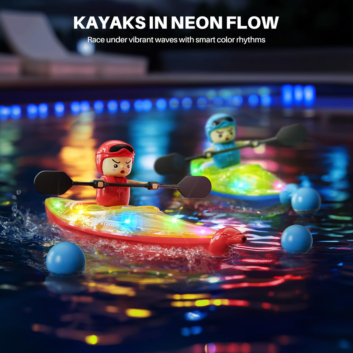 SYMA RC Boats LED lights improve visibility during dusk pool sessions.