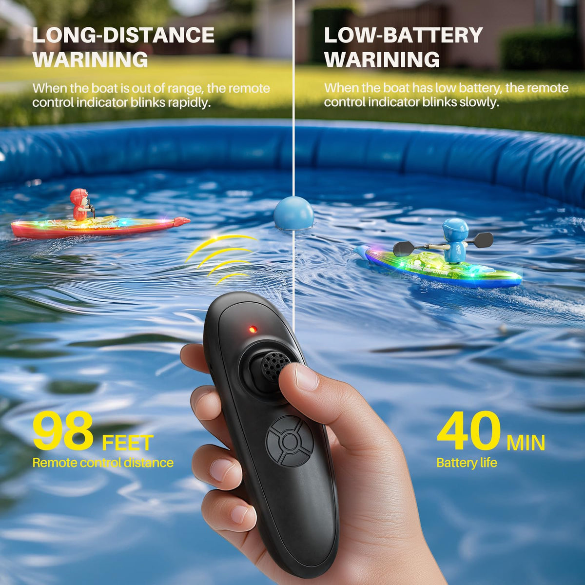 SYMA RC Boats three floating balls for push-ball and quick scoring games.