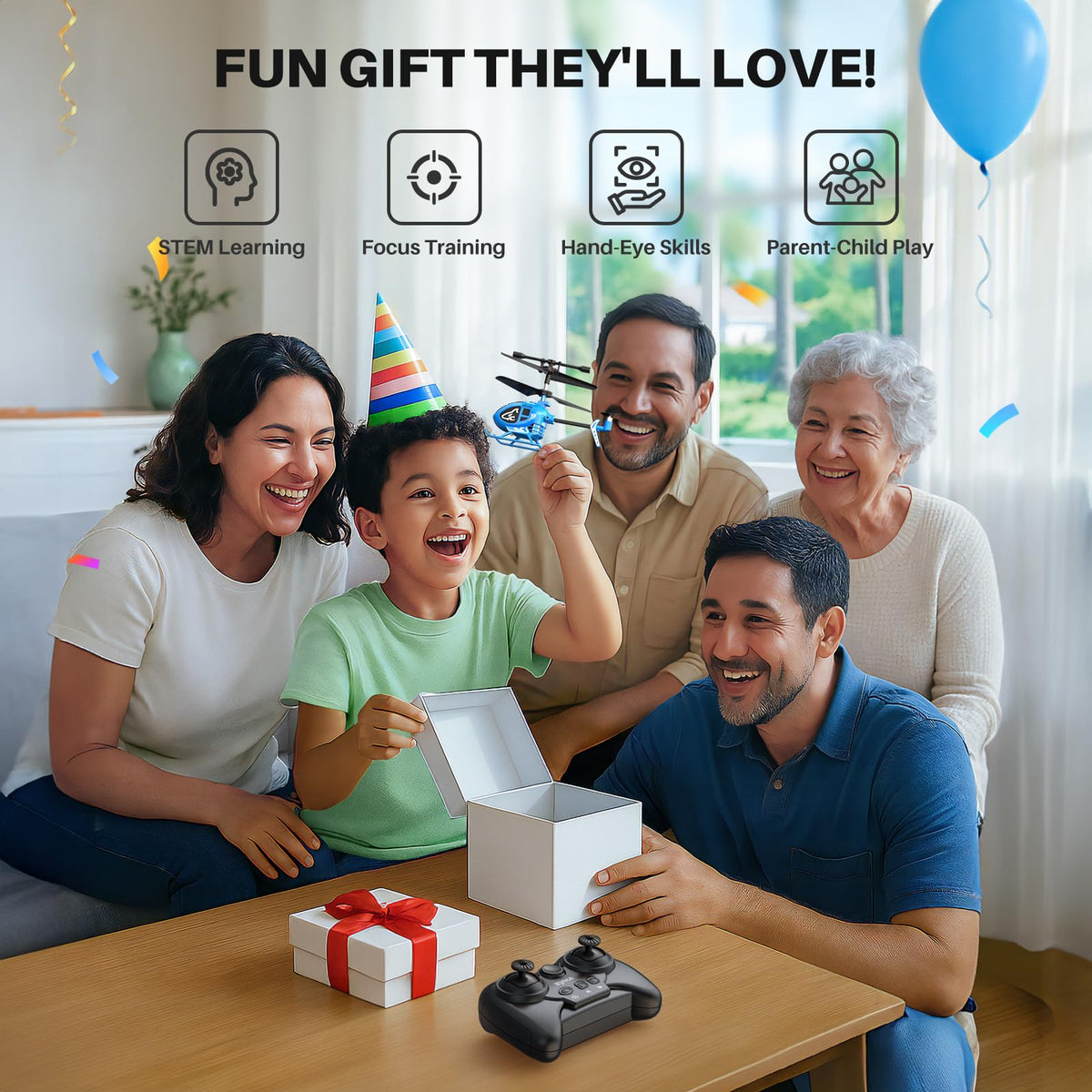 SYMA RC helicopter as a family gift for shared play.