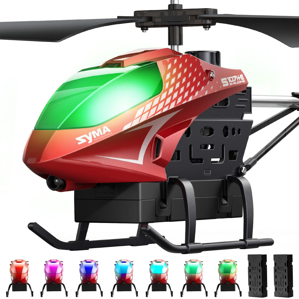 SYMA RC helicopter in flight showing up to 40 minutes of flight time