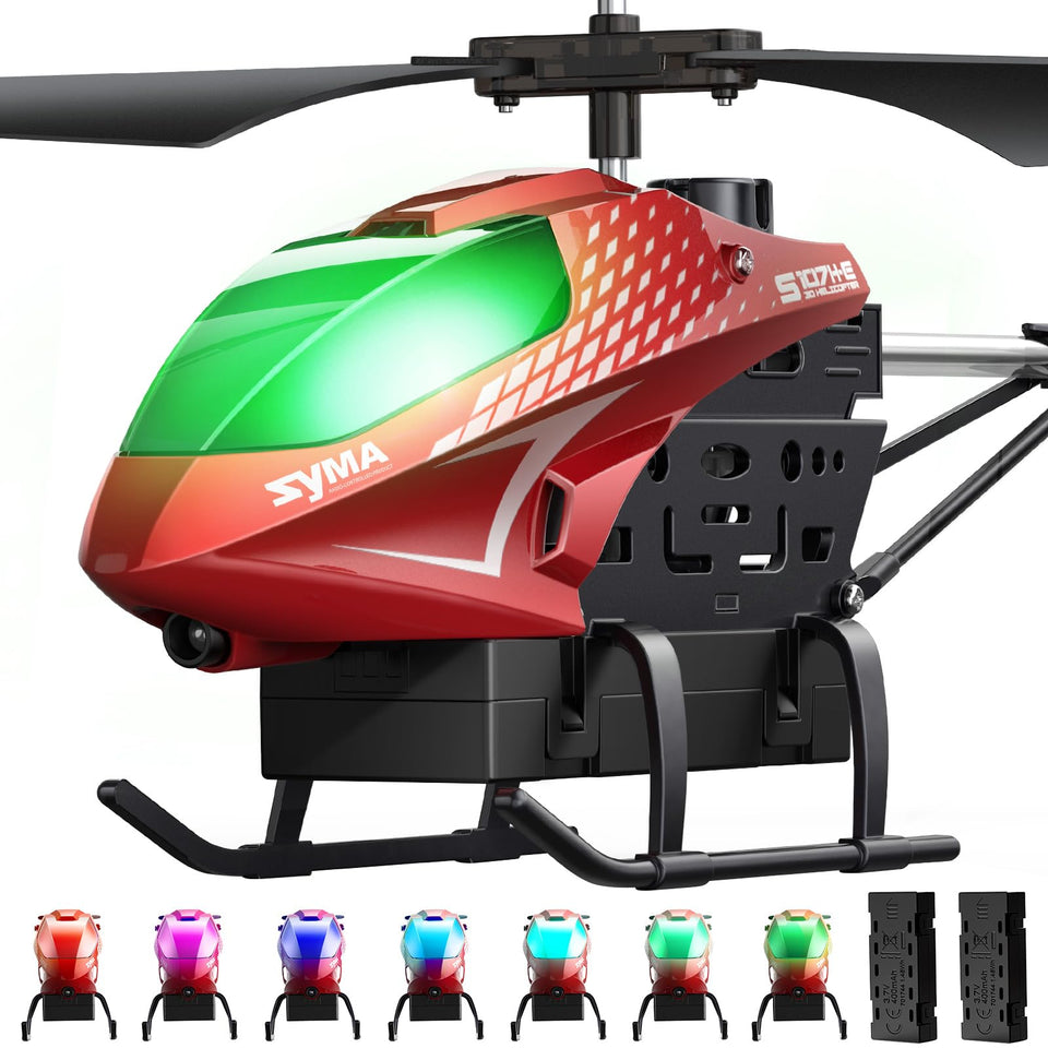 SYMA RC helicopter in flight showing up to 40 minutes of flight time