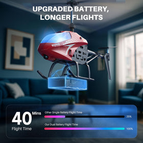 SYMA RC helicopter with obstacle avoidance sensors for safer indoor flying
