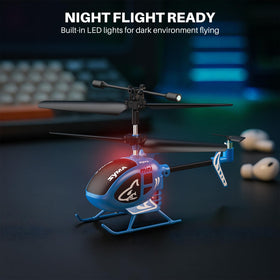 SYMA RC helicopter performing one-key take-off for simple starts.