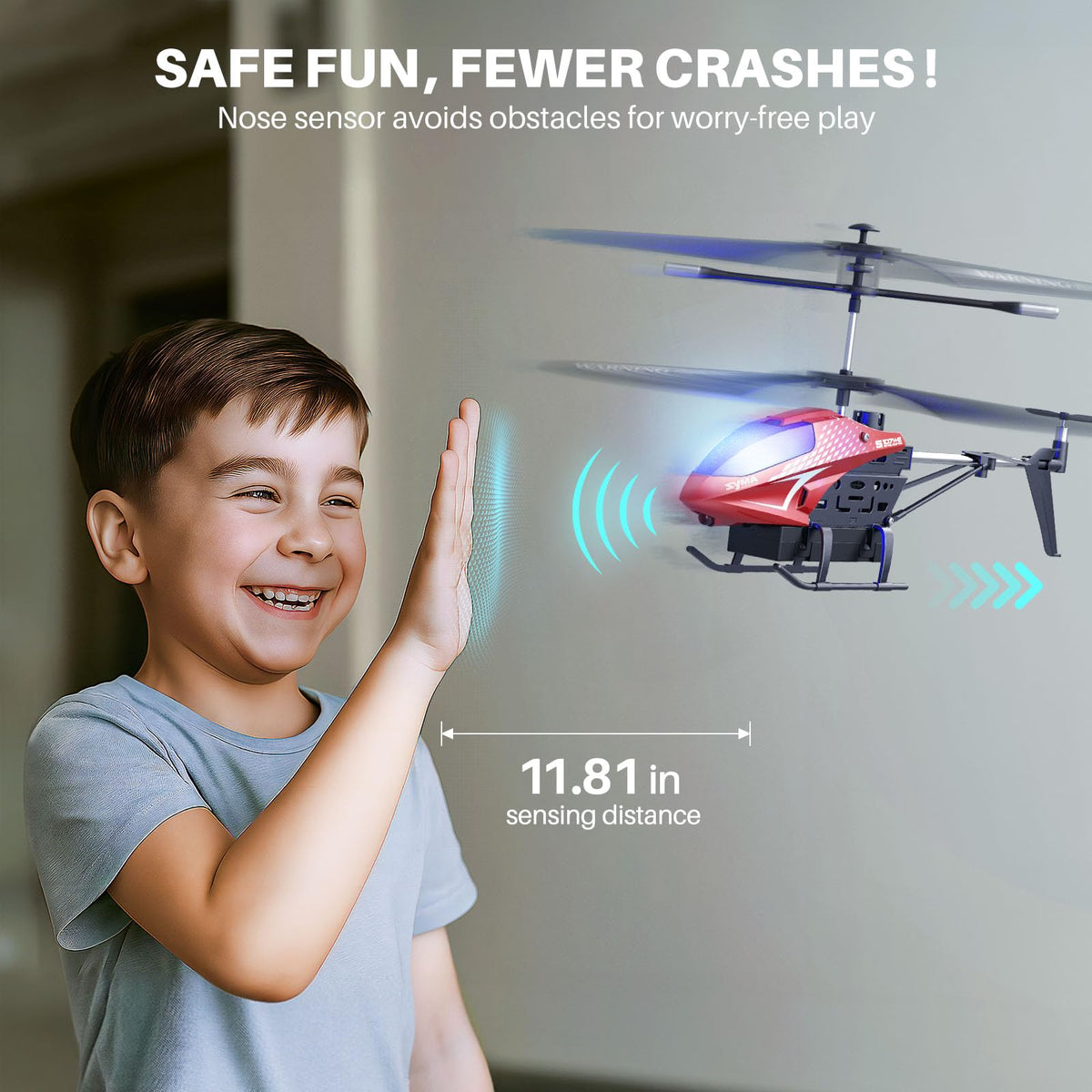 SYMA RC helicopter demonstrating one key takeoff and landing for easy use