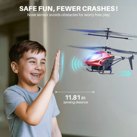 SYMA RC helicopter demonstrating one key takeoff and landing for easy use