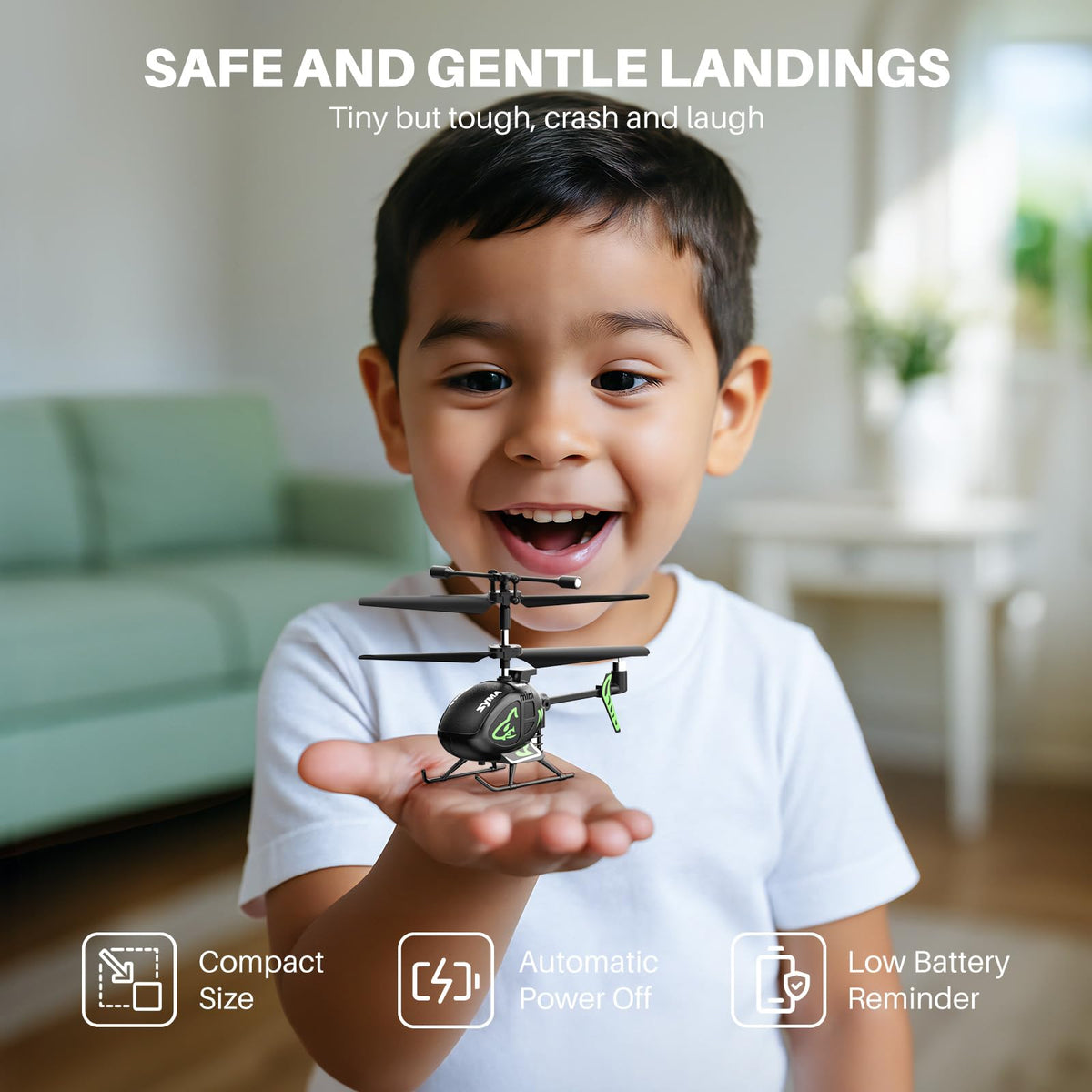 SYMA S100 compact desk-size helicopter ready for quick indoor fun.