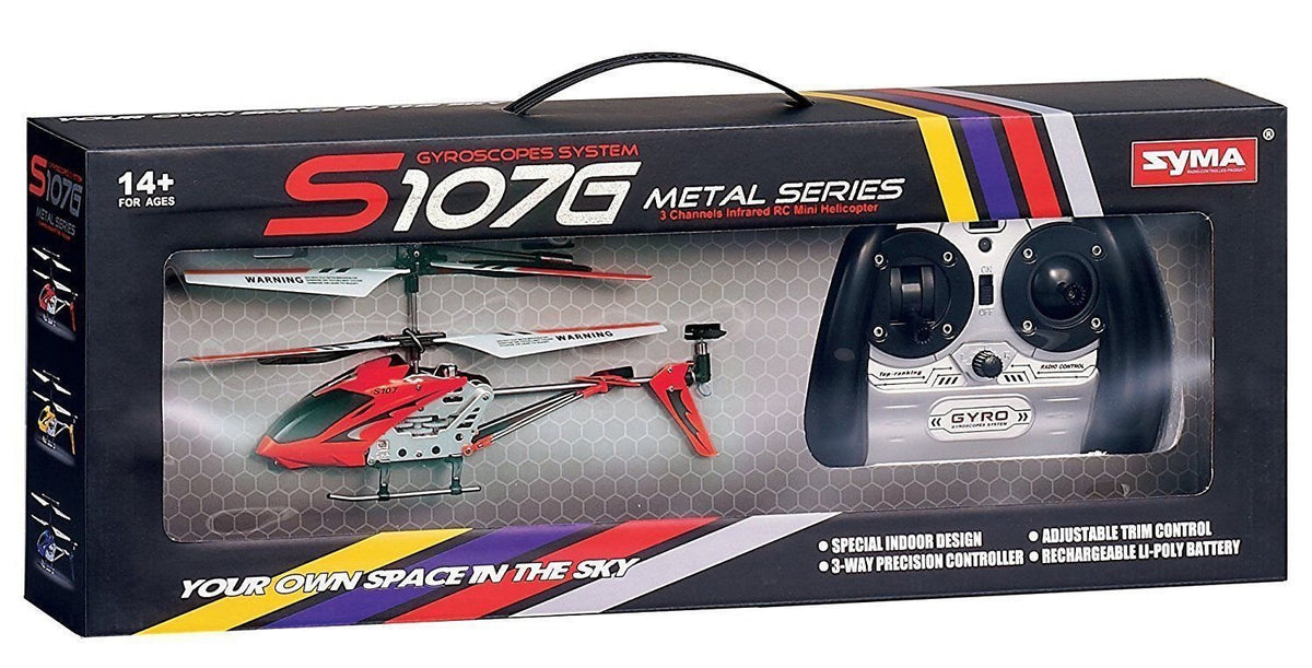 SYMA S107G indoor flight-ready setup for beginners with stable 3-channel control.