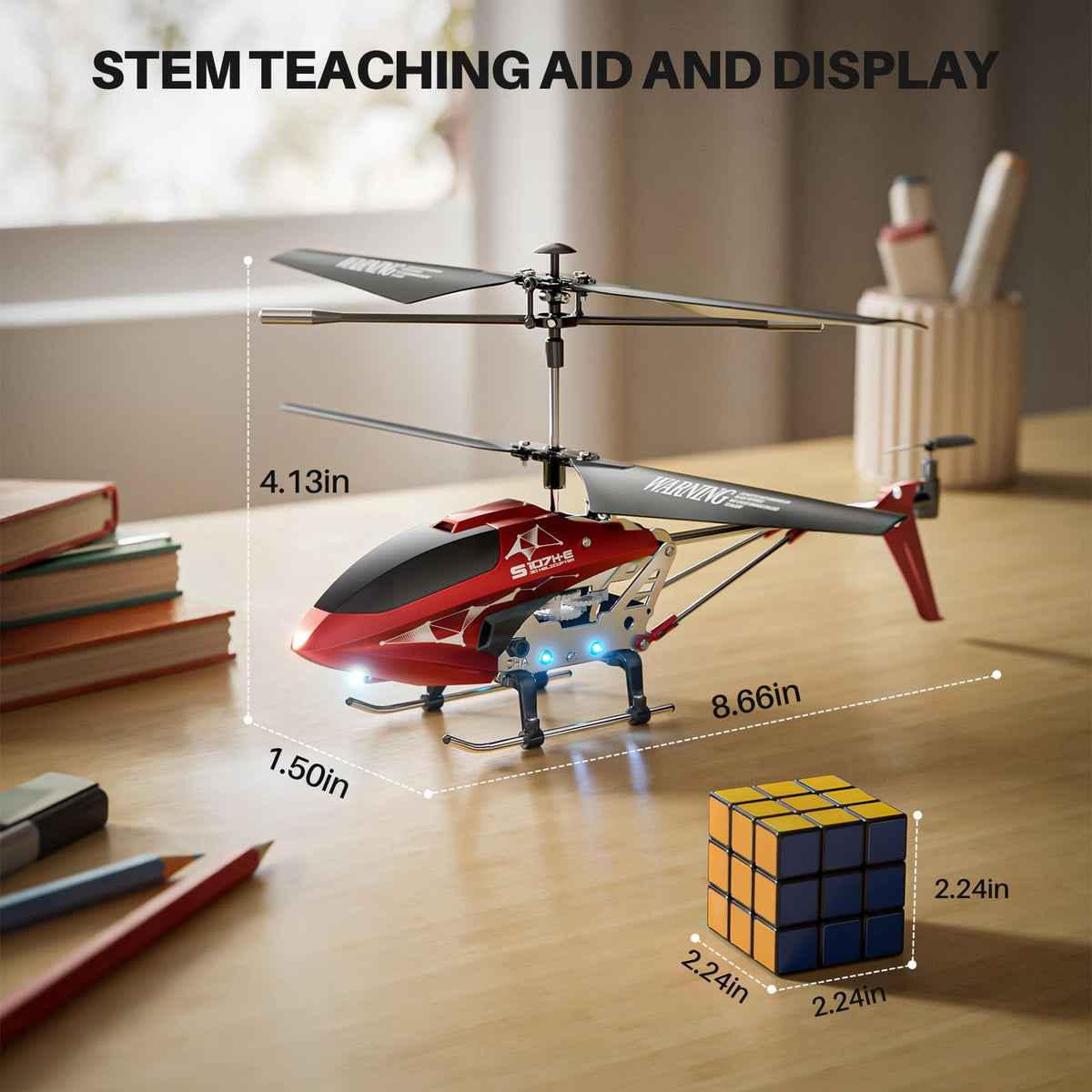 SYMA S107H-E alloy chassis resists bumps during rough landings