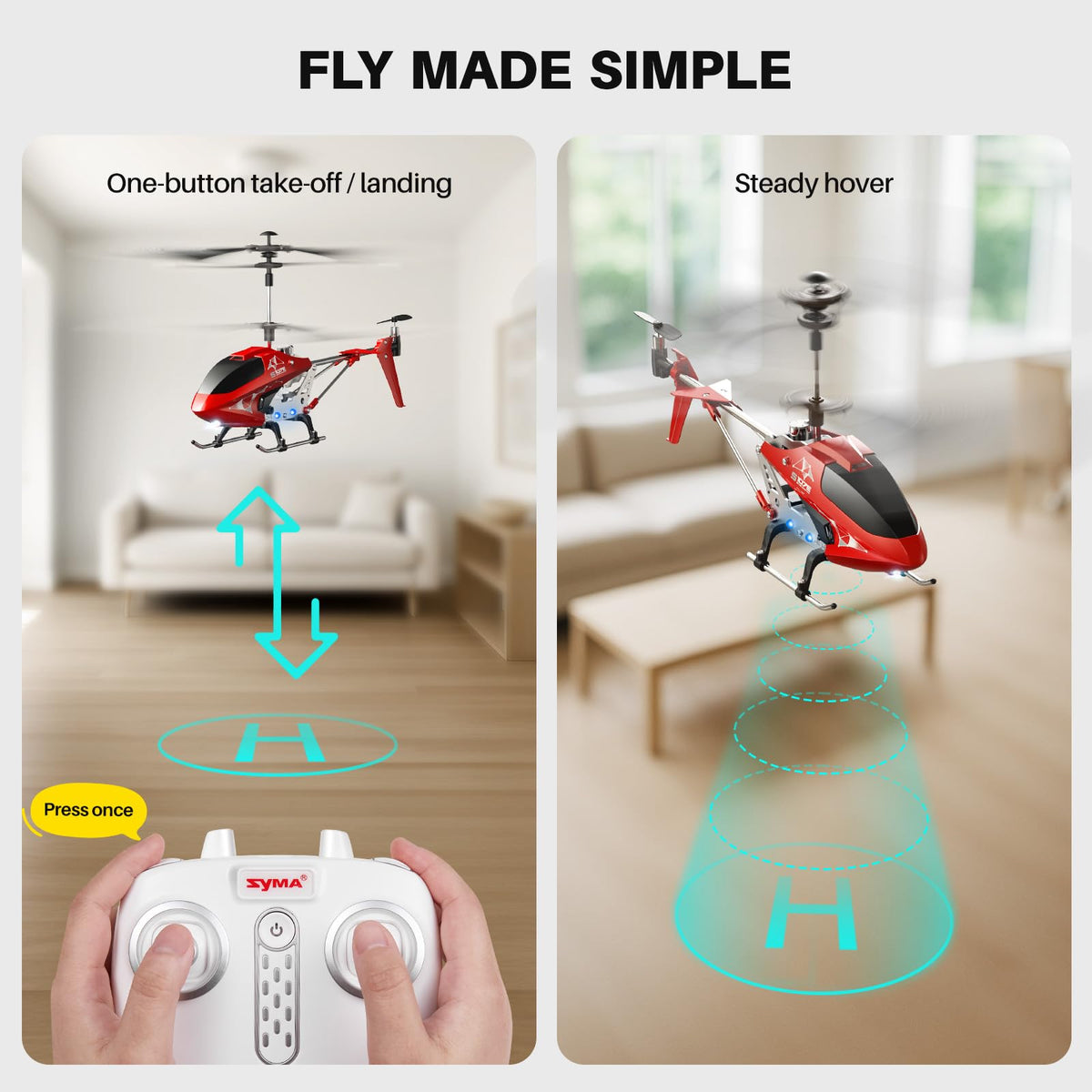 SYMA S107H-E dual speed modes let beginners progress to faster flights