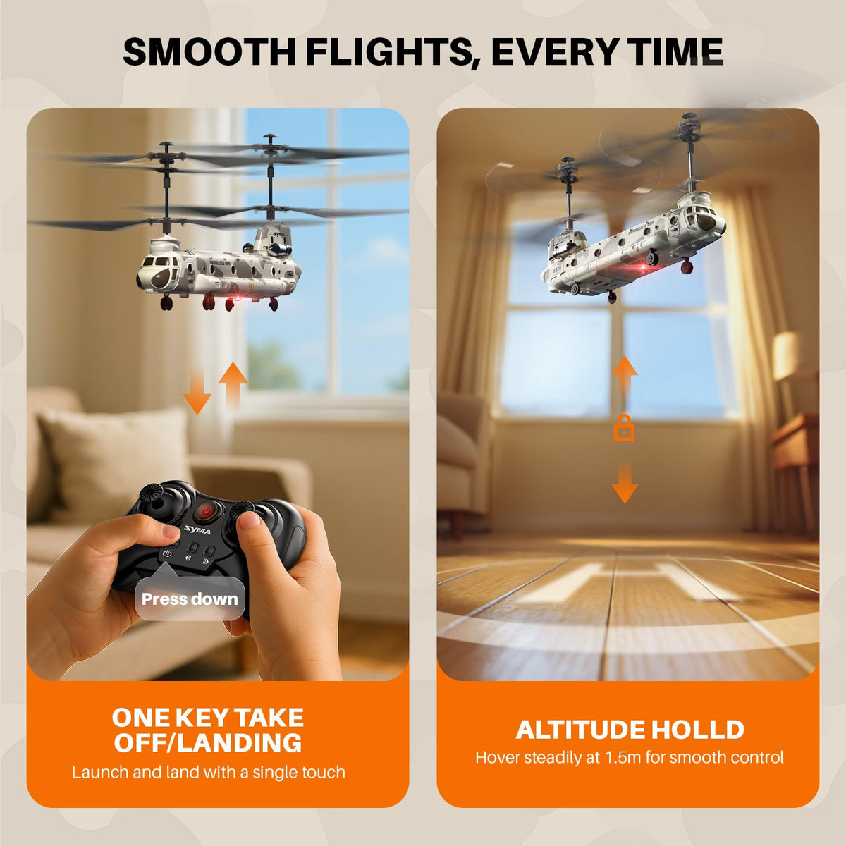 SYMA S52H dual safety system helps protect blades and motor