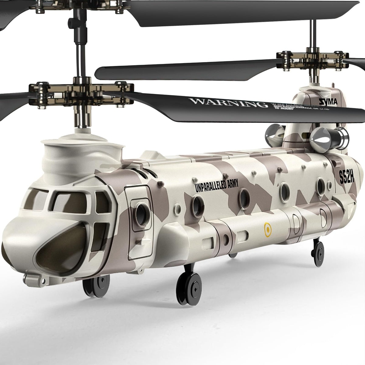 SYMA S52H military transport RC helicopter ready for outdoor hover practice