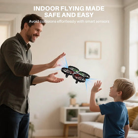 SYMA X100 one-button takeoff and landing simplifies first flights for kids.