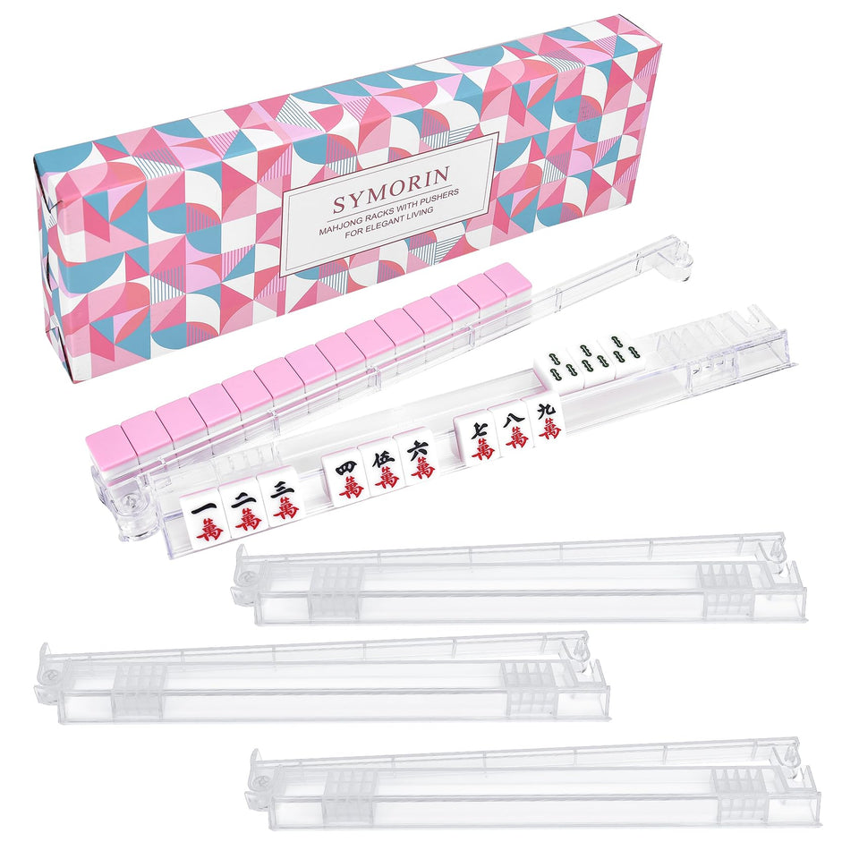 SYMORIN mahjong rack pushers clear 4-pack, front view for quick setup.