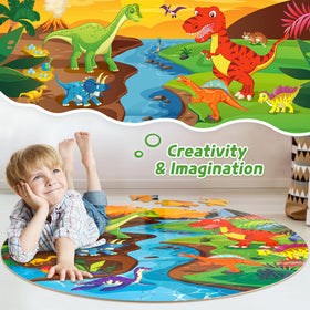 SYNARRY large round puzzle pieces with dinosaurs for safe, confident hand use