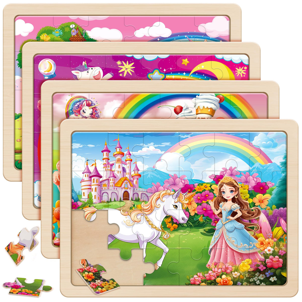 SYNARRY large unicorn princess fairy puzzle box for imaginative play