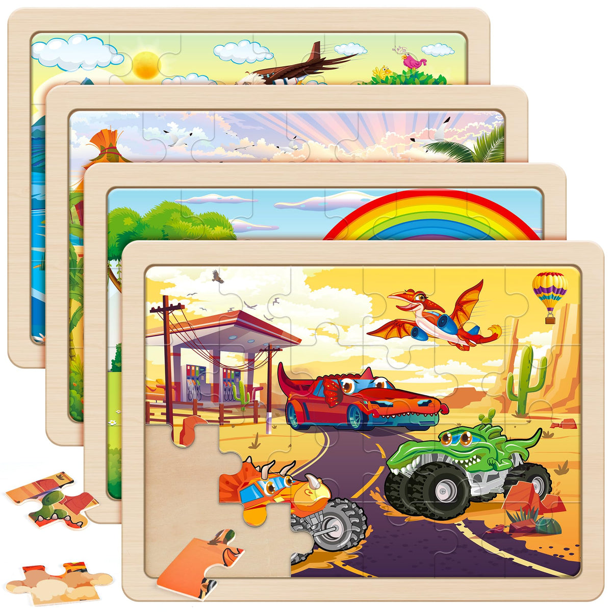 SYNARRY monster truck puzzle box front view for kids ages 3–5.