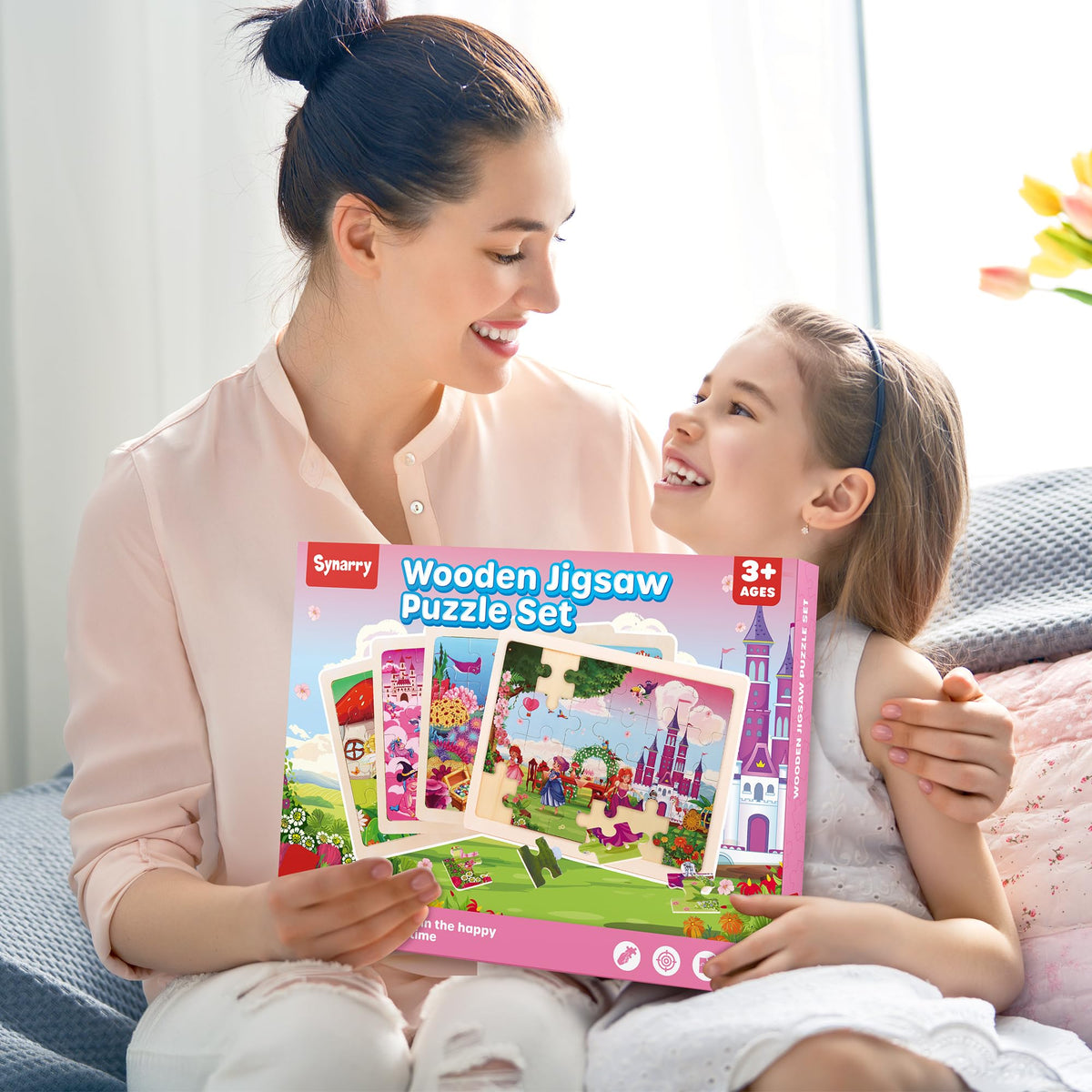 SYNARRY wood puzzle edges are polished for safe toddler handling.