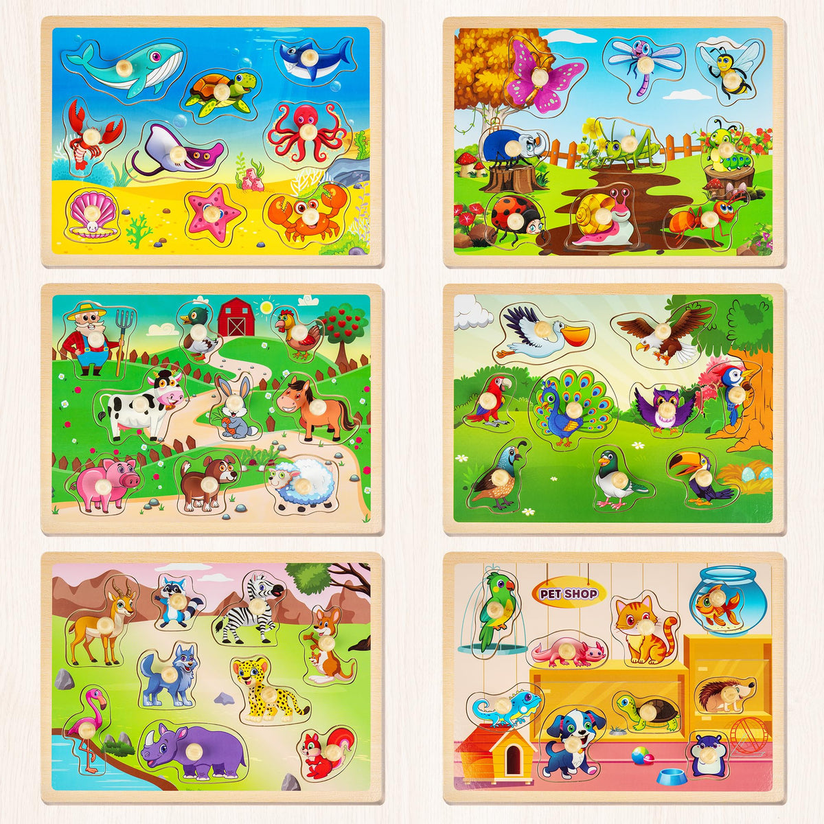 SYNARRY six-scene animal puzzles foster hand-eye coordination and problem solving.