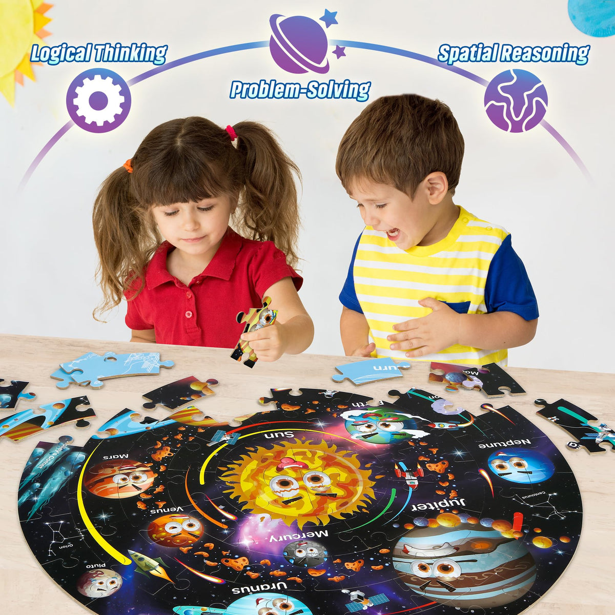 SYNARRY Solar System Floor Puzzle rocket and spaceship pieces spark imaginative space play.