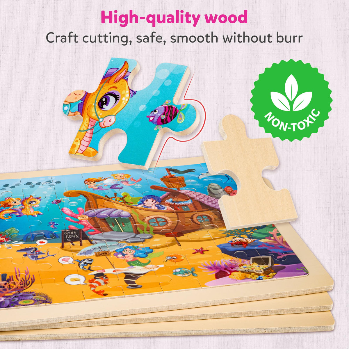 SYNARRY tea party wooden puzzle encourages fine motor practice during play