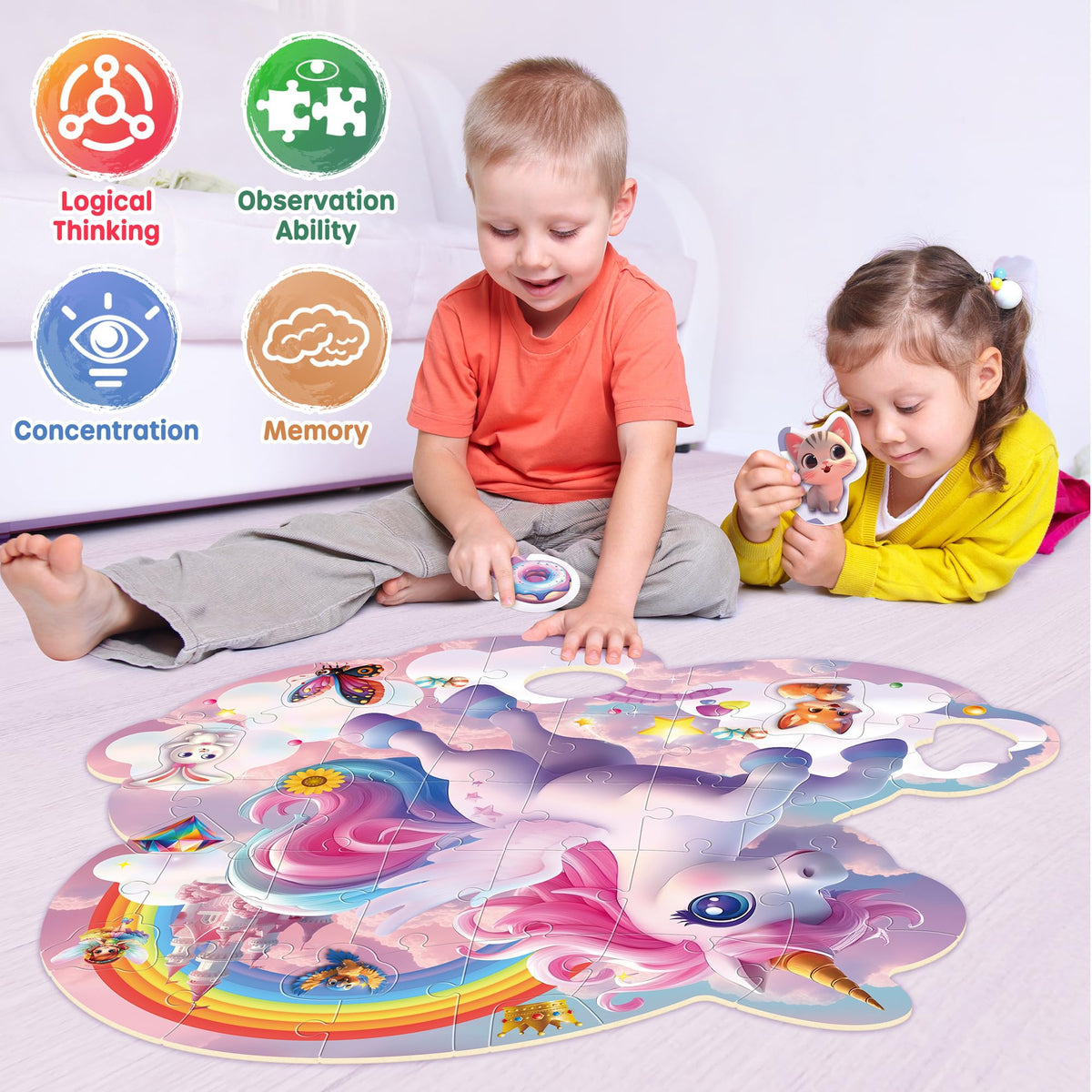 SYNARRY unicorn floor puzzle box packaging keeps puzzles organized and ready to gift.