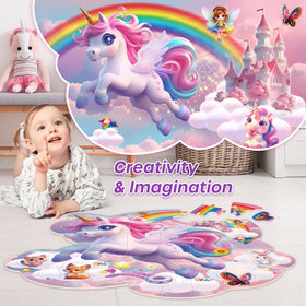 SYNARRY unicorn floor puzzle double-sided design adapts to different skill levels.