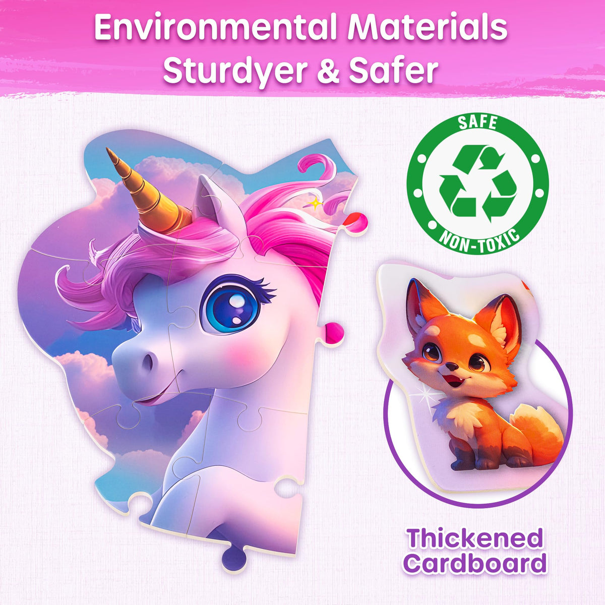 SYNARRY unicorn floor puzzle kid playing on the floor promotes problem solving.