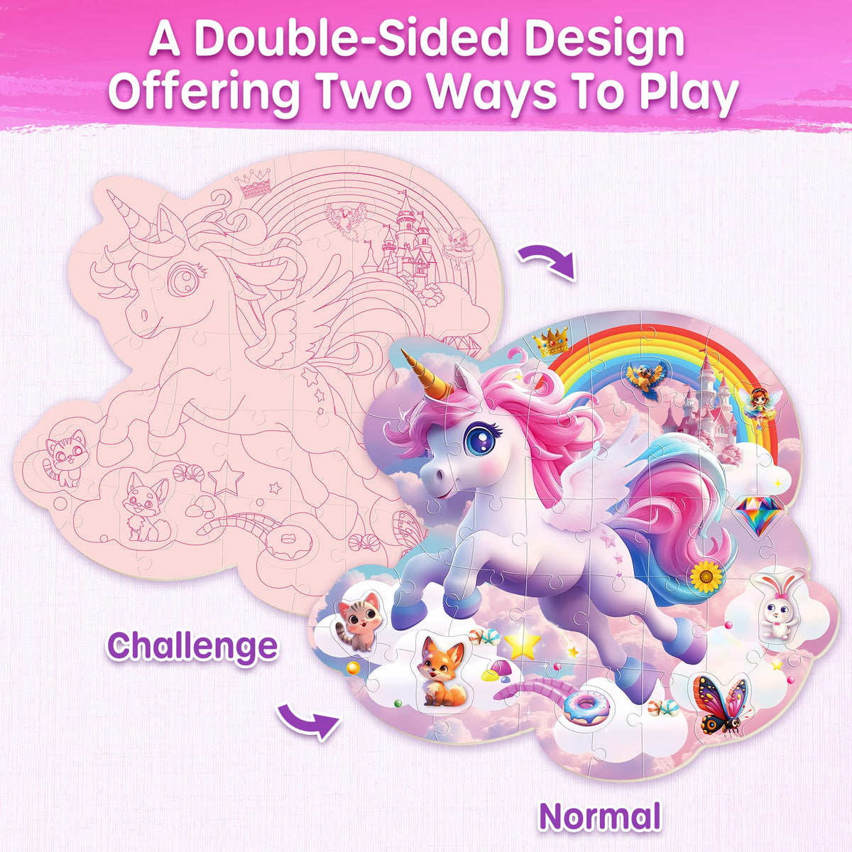 SYNARRY unicorn floor puzzle rainbow elements sparks creativity during family puzzle time.