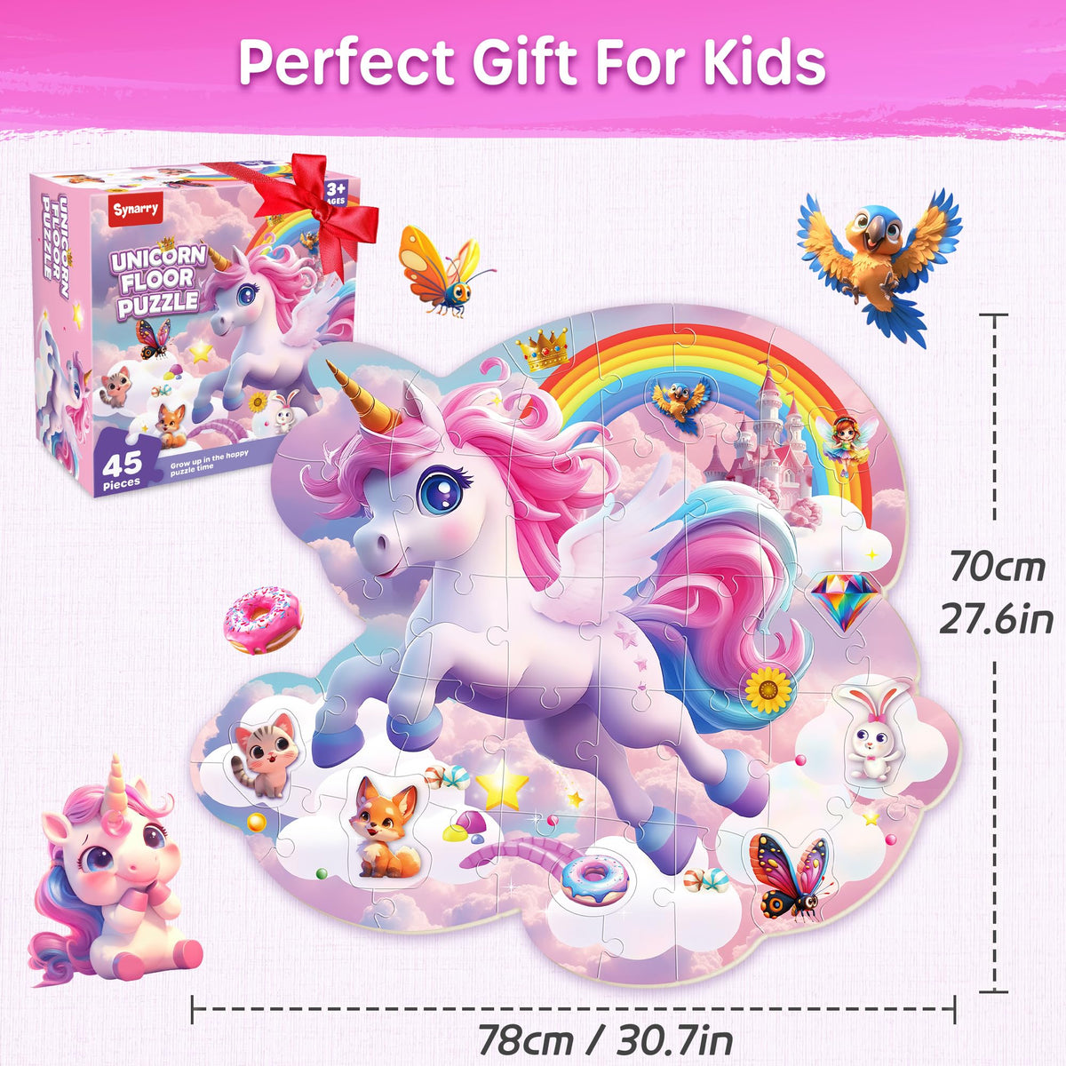 SYNARRY unicorn floor puzzle safe durable cardboard for repeated joyful use.