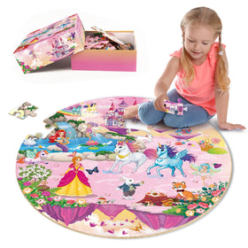 Synarry unicorn-princess-mermaid-floor-puzzle promotes imaginative play with bright, kid-friendly characters.