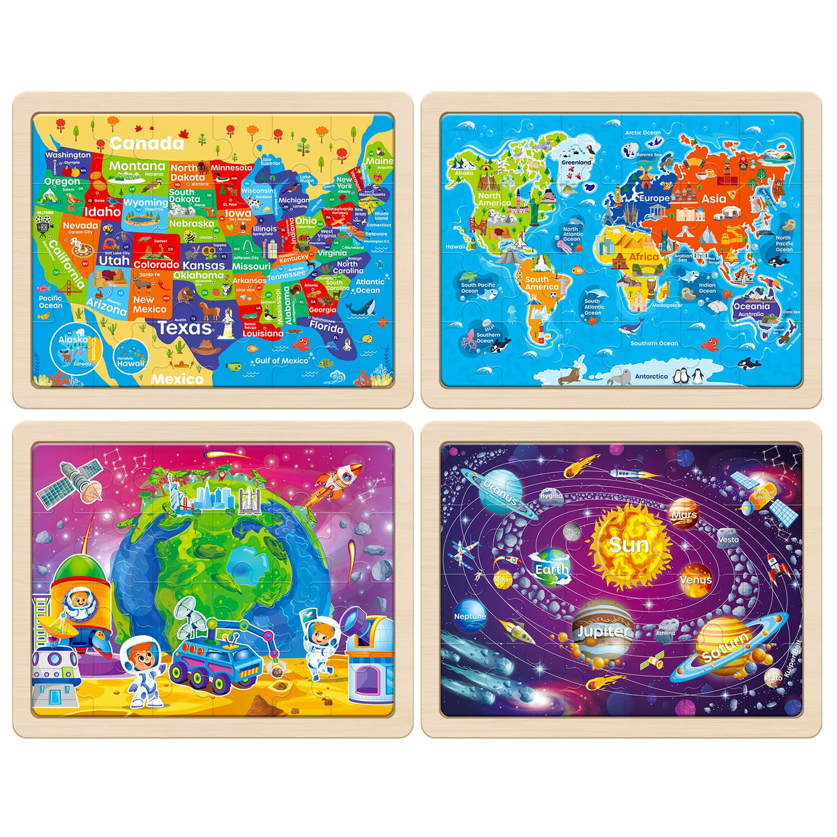 Synarry USA Map puzzle pack teaches capitals and landmarks safely