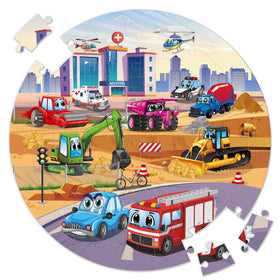 SYNARRY Vehicle Floor Puzzle with giant round vehicles boosts early spatial play.
