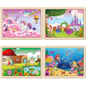 SYNARRY 24-piece wooden unicorn puzzle promotes fine motor skills and focus.