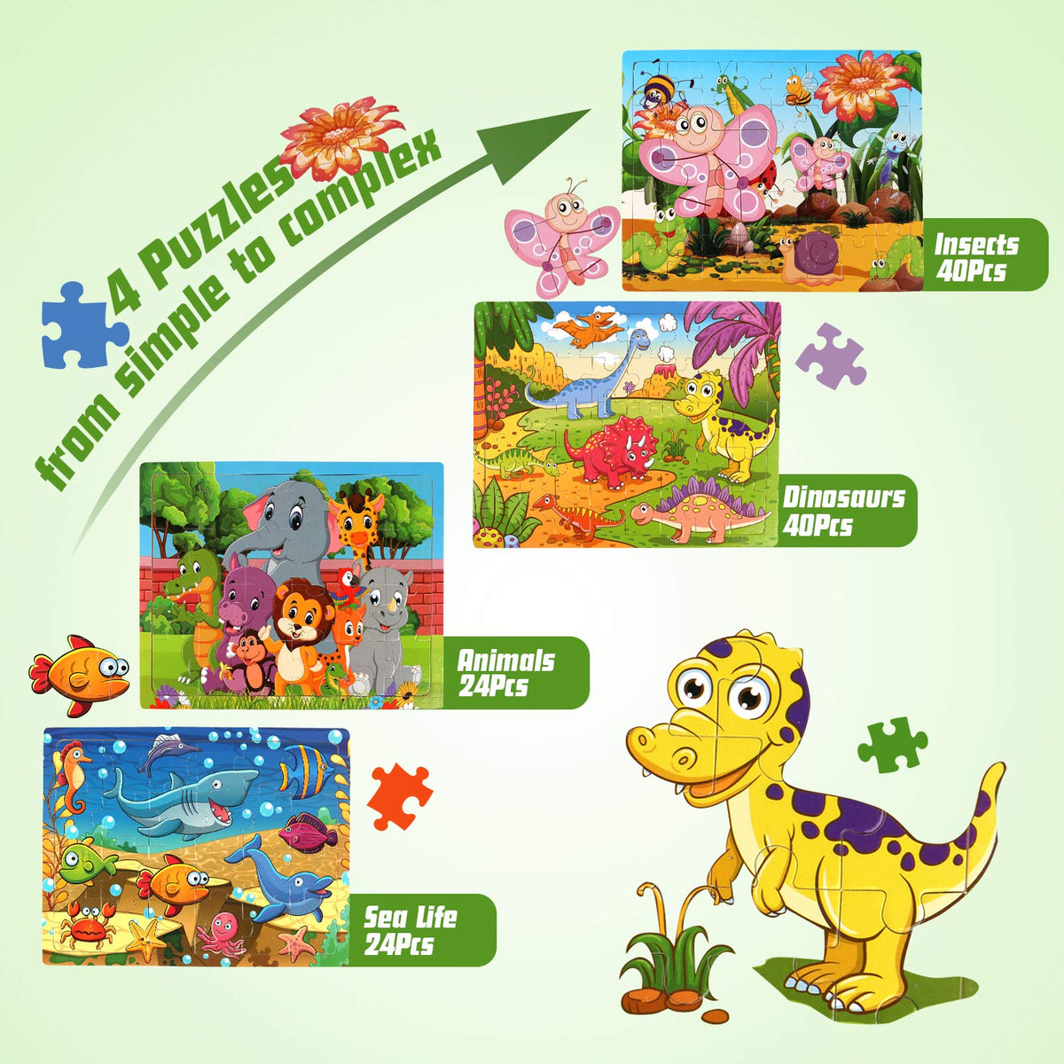 SYNARRY wooden puzzle with farm animals invites pretend play and color recognition.