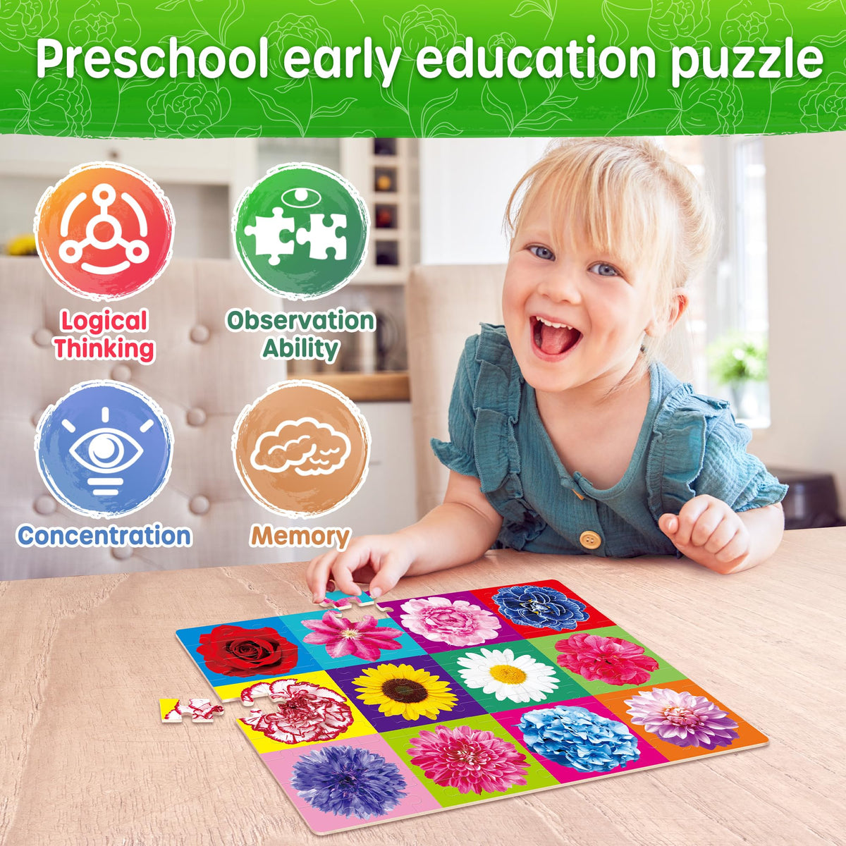 SYNARRY wooden puzzle edges, safe polished wood for small hands