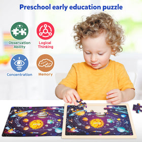 Synarry wooden puzzle frames keep pieces organized during play