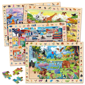 Synarry wooden puzzle jungle scene supports visual matching and early STEM skills.