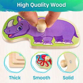 SYNARRY wooden puzzle pieces are large and thick for safe grasp and play.