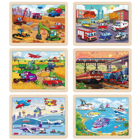 SYNARRY wooden puzzle pieces close-up showing bright colors and smooth edges.