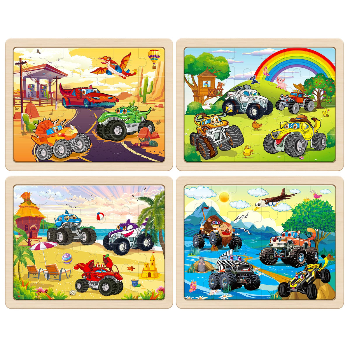 SYNARRY wooden puzzle pieces in bright colors for easy grasping.