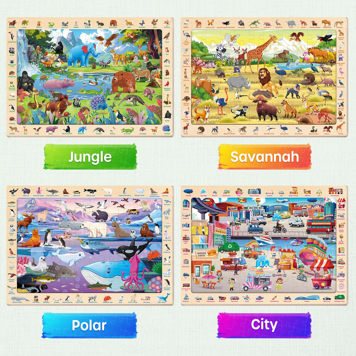 Synarry polar animals puzzle image aids exploration and fine motor development.
