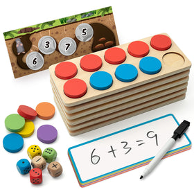 Synarry wooden ten-frame set with six frames for visual number sense