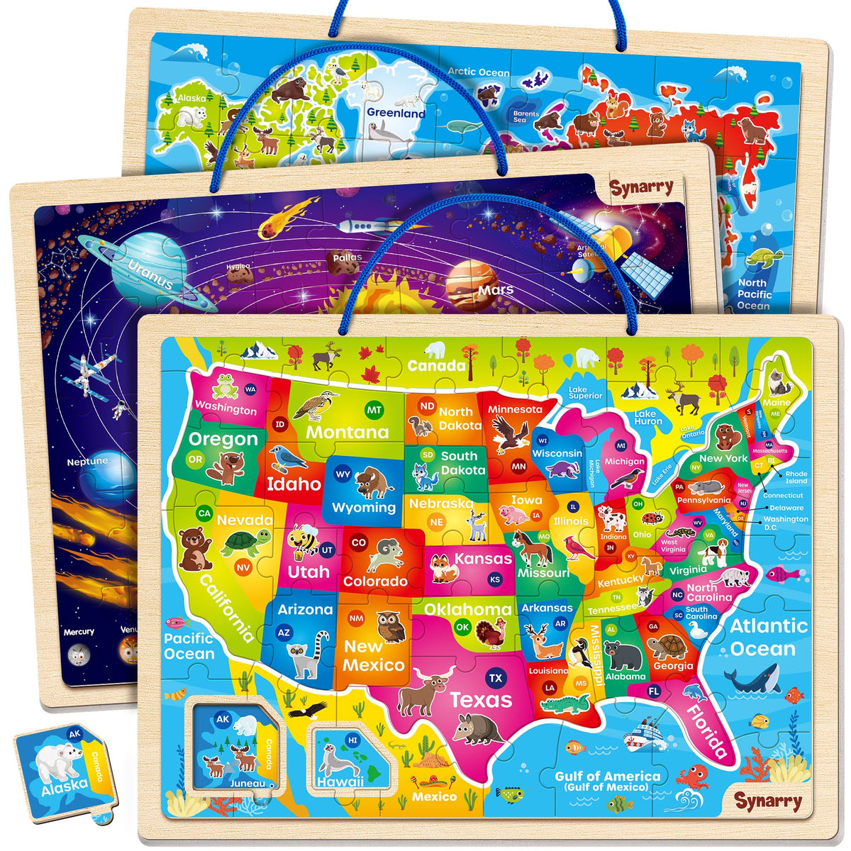 SYNARRY world map puzzle helps kids explore continents through hands-on play.