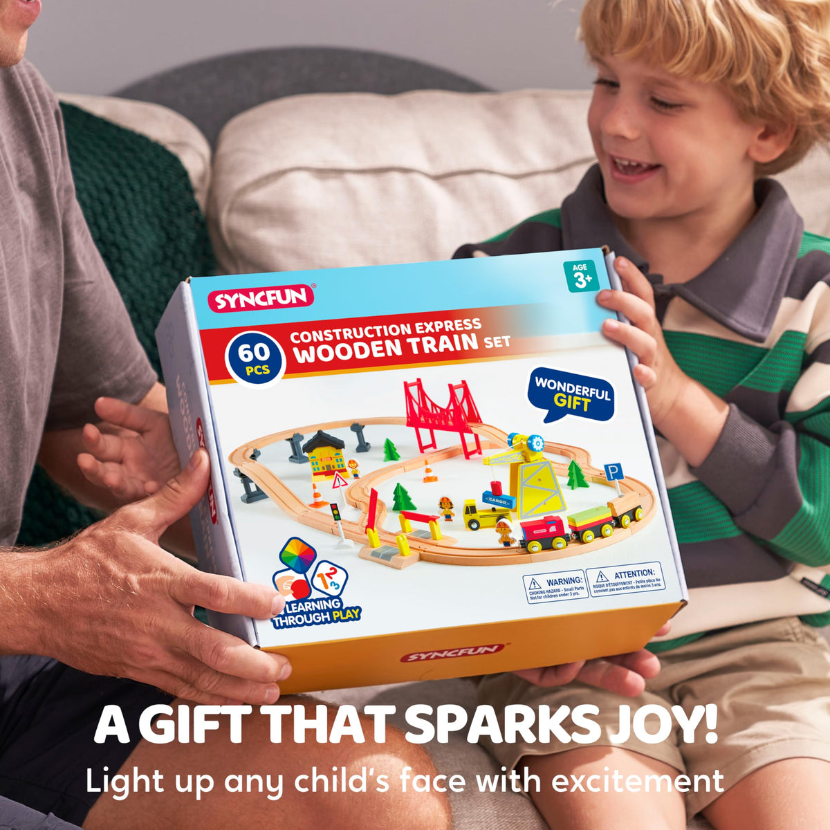 SYNCFUN safety-certified wooden toy emphasizes durable, non-toxic materials.