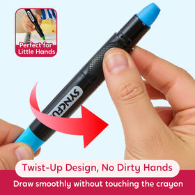 SYNCFUN twistable-silky-crayons-cleanup-water-demo shows mess-free cleanup after crafts.