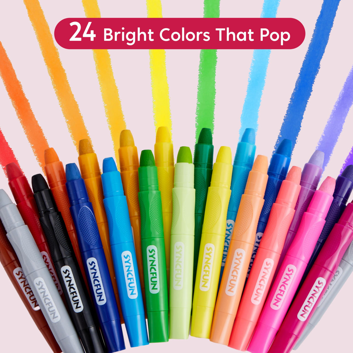 SYNCFUN washable crayons wipe away easily from hands and clothes