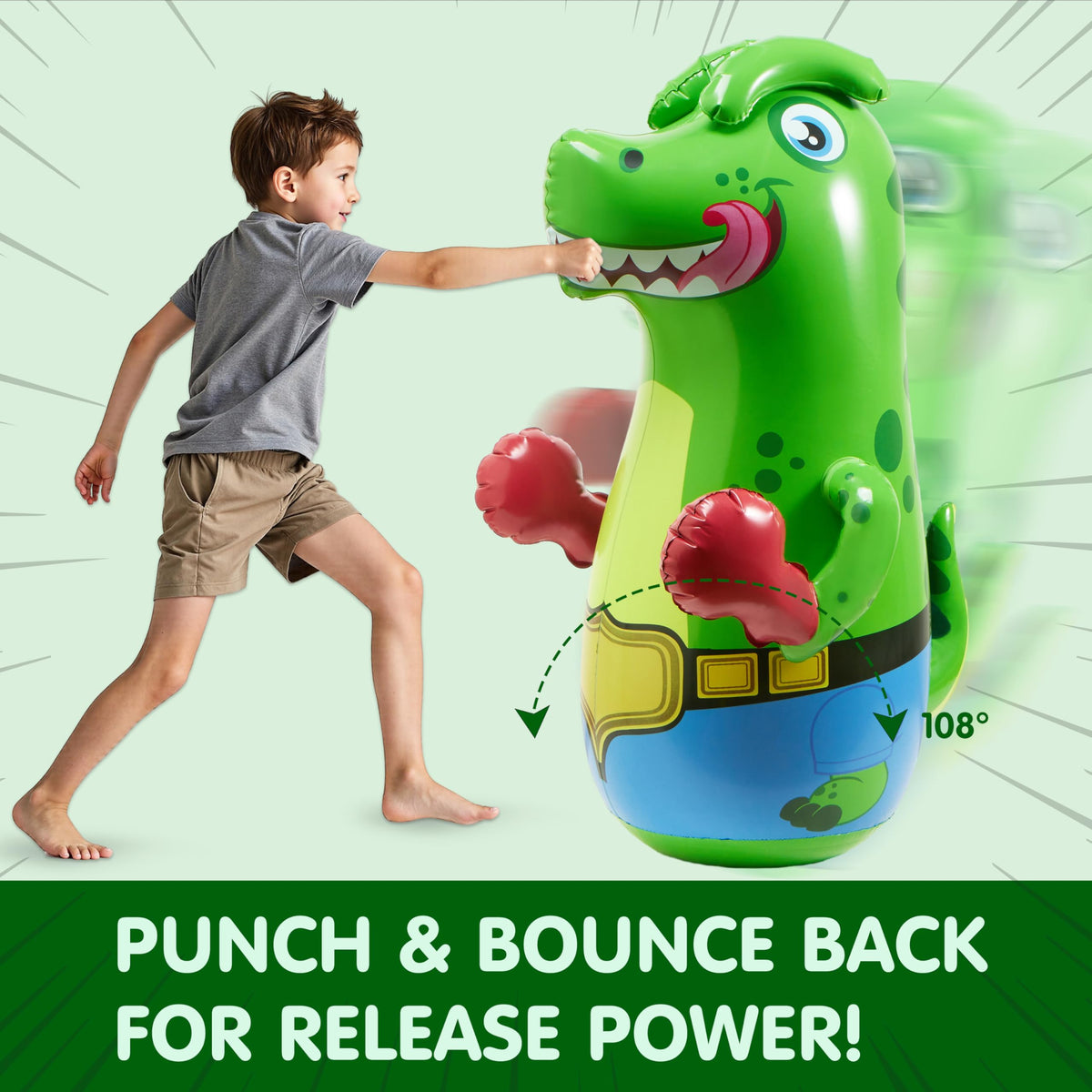 SYNCFUN water-stabilized inflatable bopper stays upright during playful punches.