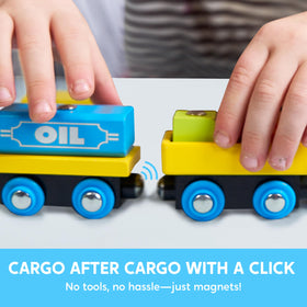 SYNCFUN wooden passenger car for cooperative storytelling and role-play adventures.