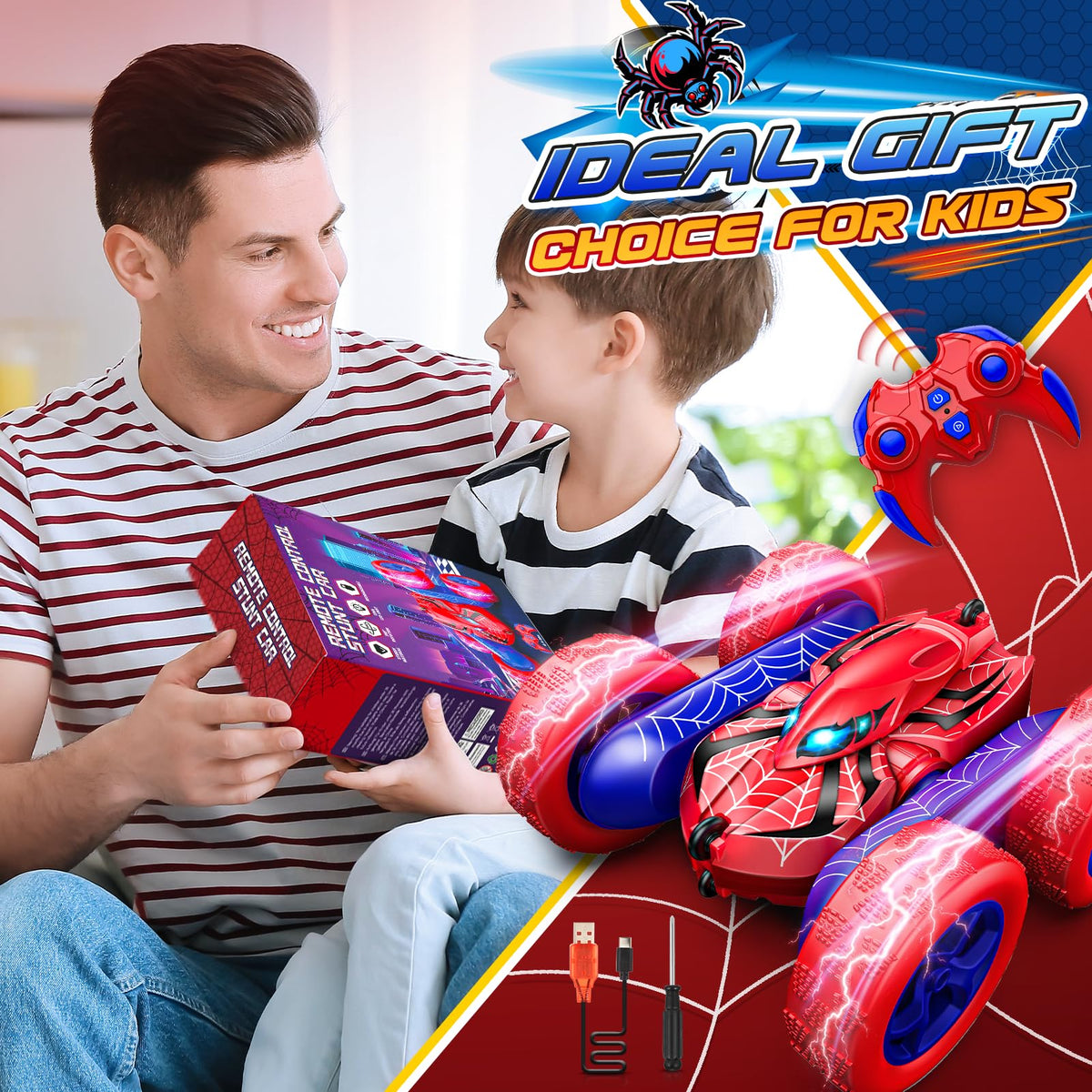 SYOKZEY Spider RC Car compatible with 2.4GHz multiplayer up to 40 ft range